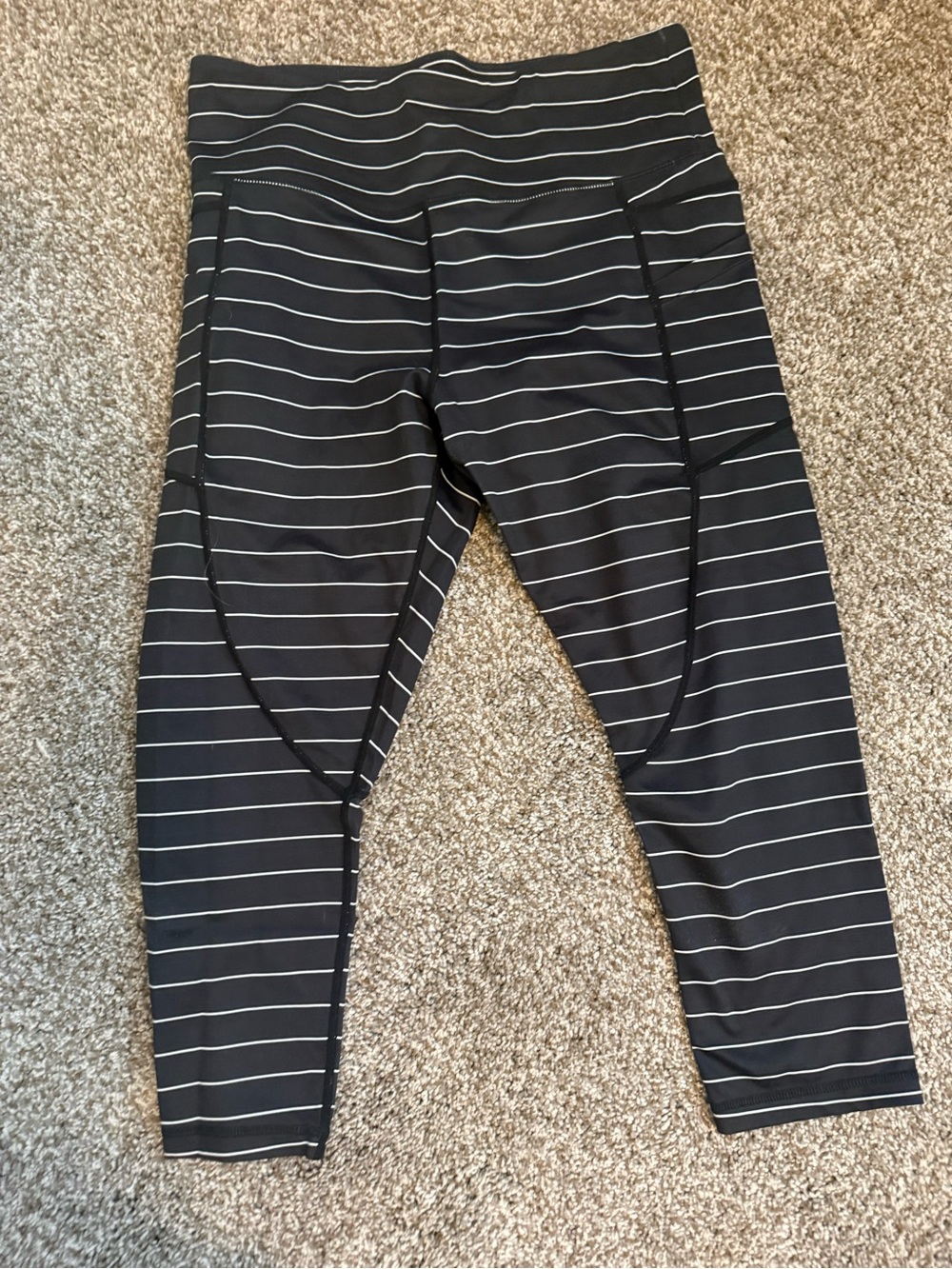 ZYIA Black Leggings with White Pinstripes